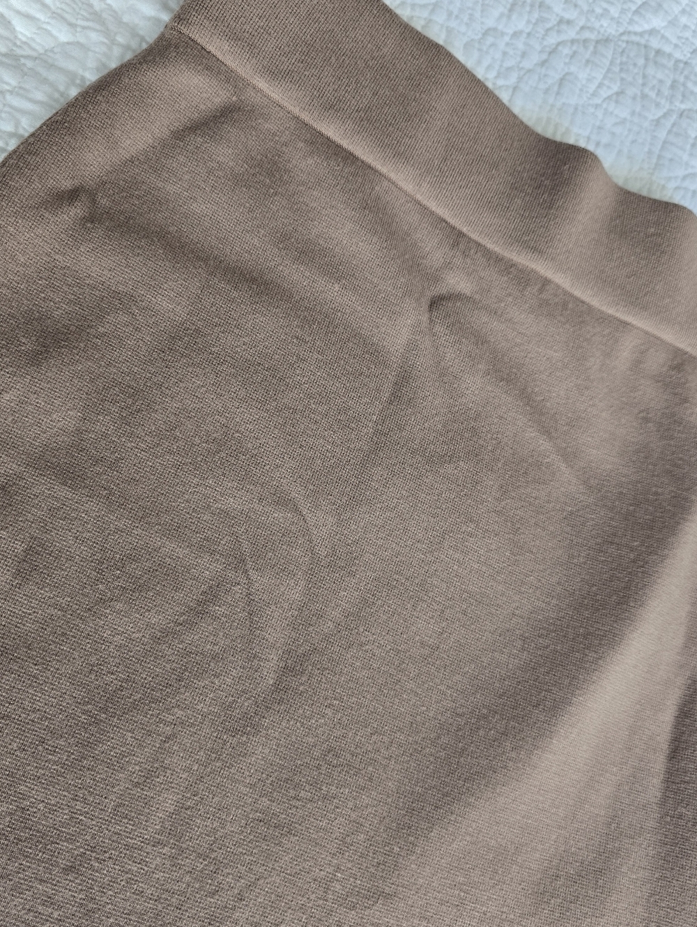 Club Monaco Slim Pleated Hem Knit Taupe Midi Pencil Skirt - Picture 7 of 10
